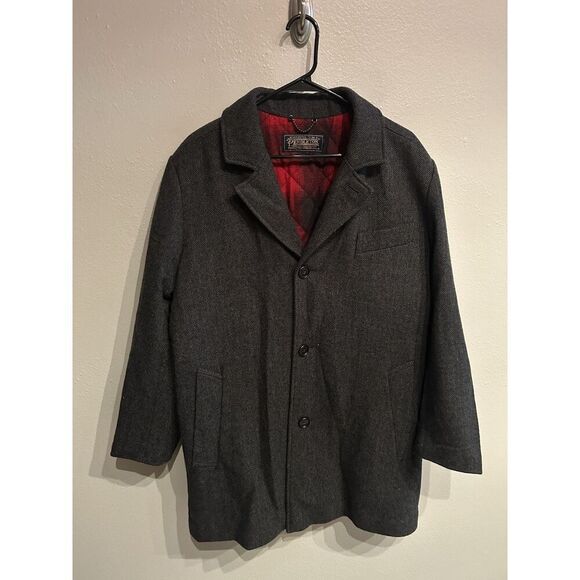 Pendleton Mens Large Gray Wool Overcoat Peacoat Jacket - Picture 1 of 8